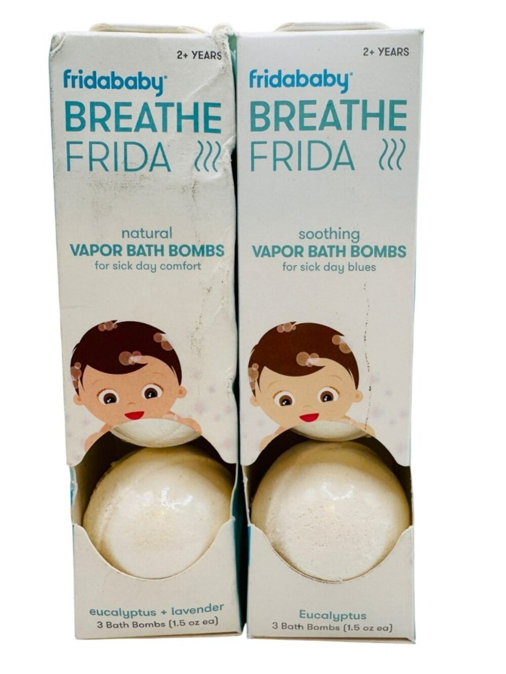 2 pack Fridababy Breathe Frida Soothing Vapor Bath Bombs Eucalyptus & Lavender